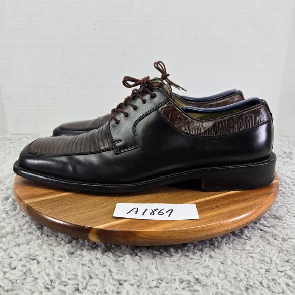 Julio Blanco Genuine Lizard Moc Square Toe Two Tone Oxford Dress Shoes Mens 10.5 - Picture 1 of 14